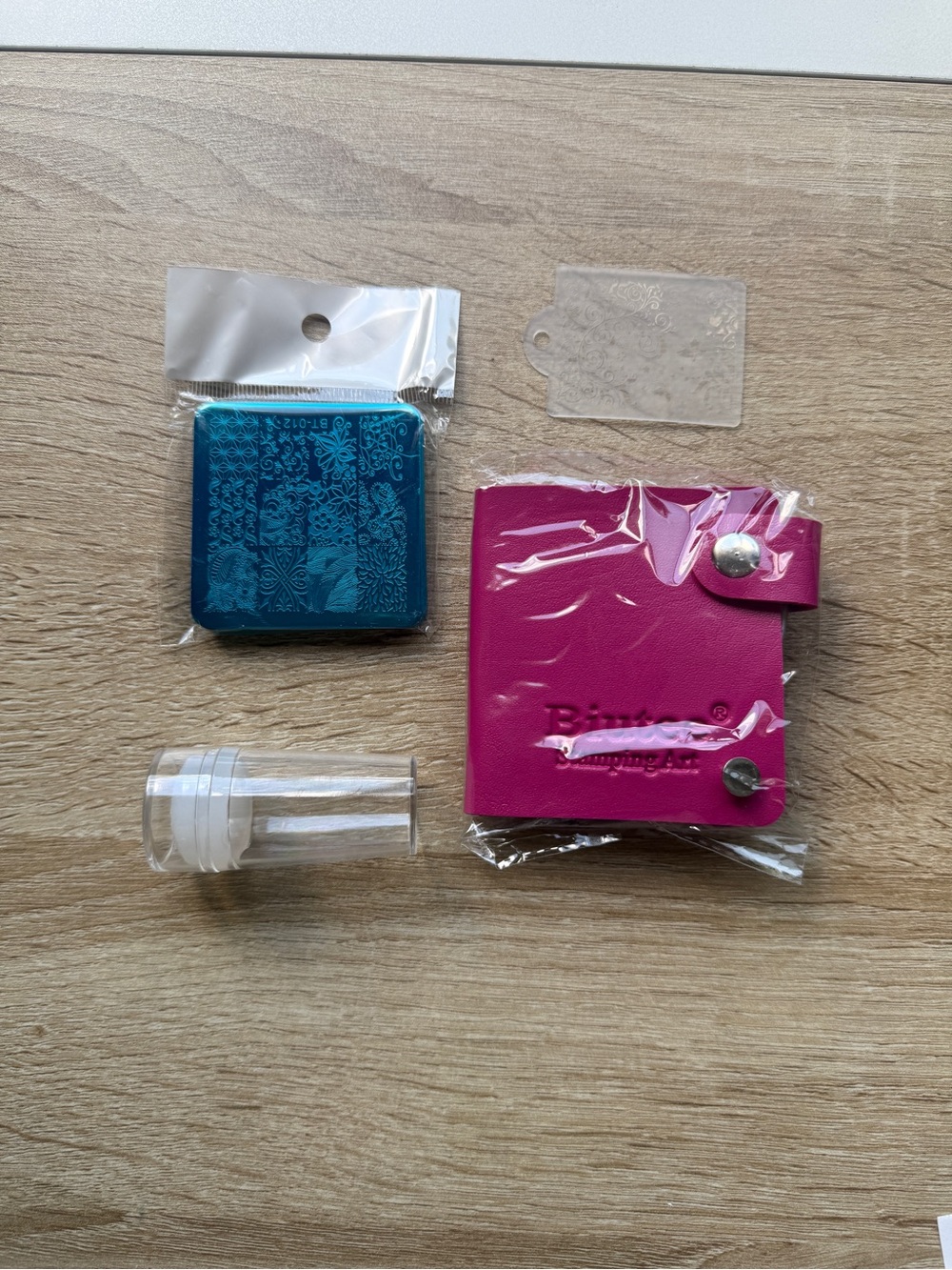 Pink Compact Nail Art Stamping Kit Case with Accessories